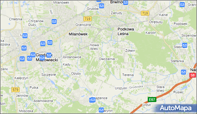 mapa Owczarnia gmina Brwinów, Owczarnia gmina Brwinów na mapie Targeo