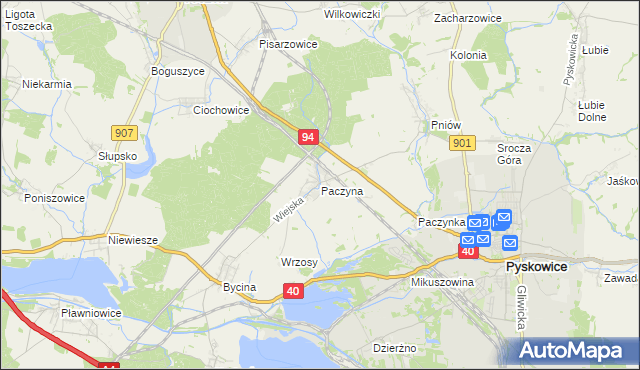 mapa Paczyna, Paczyna na mapie Targeo