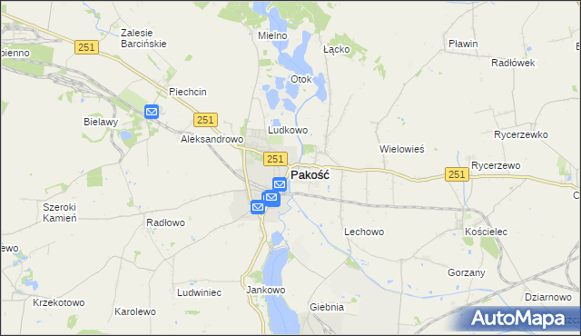 mapa Pakość powiat inowrocławski, Pakość powiat inowrocławski na mapie Targeo