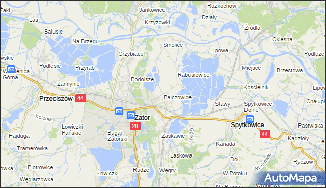 mapa Palczowice, Palczowice na mapie Targeo