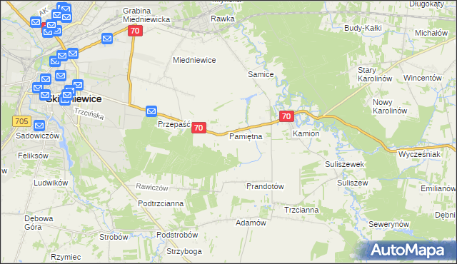 mapa Pamiętna, Pamiętna na mapie Targeo