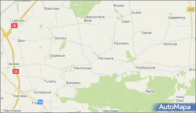 mapa Parchanie, Parchanie na mapie Targeo