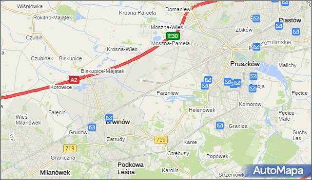 mapa Parzniew, Parzniew na mapie Targeo