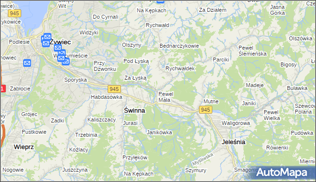 mapa Pewel Mała, Pewel Mała na mapie Targeo