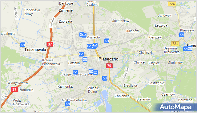 mapa Piaseczno, Piaseczno na mapie Targeo