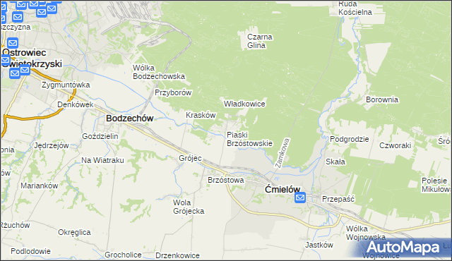 mapa Piaski Brzóstowskie, Piaski Brzóstowskie na mapie Targeo