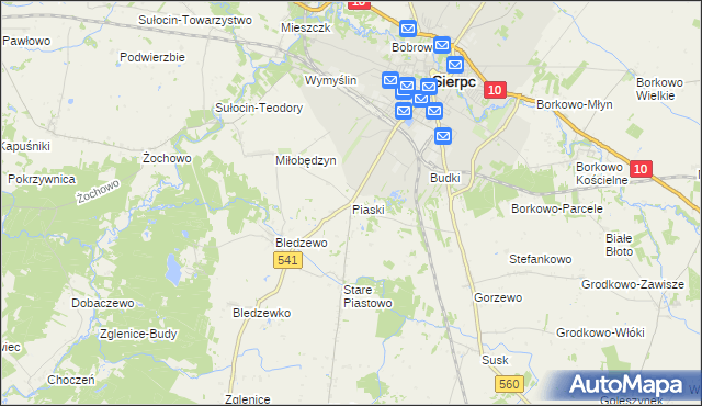 mapa Piaski gmina Sierpc, Piaski gmina Sierpc na mapie Targeo