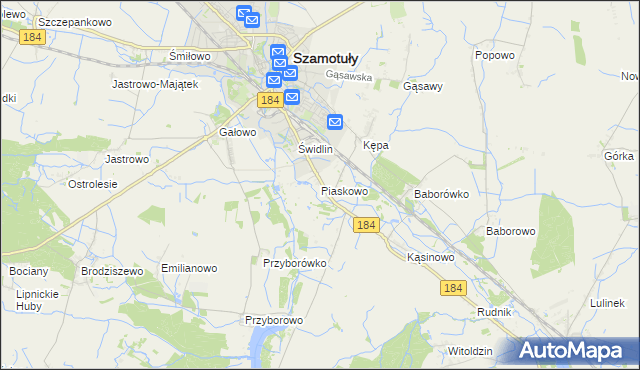 mapa Piaskowo gmina Szamotuły, Piaskowo gmina Szamotuły na mapie Targeo