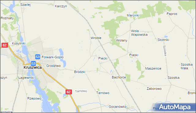 mapa Piecki gmina Kruszwica, Piecki gmina Kruszwica na mapie Targeo