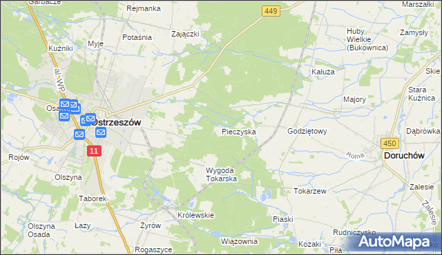 mapa Pieczyska gmina Doruchów, Pieczyska gmina Doruchów na mapie Targeo