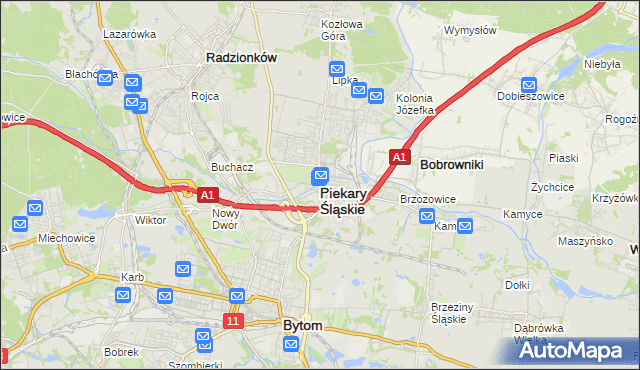 mapa Piekary Śląskie, Piekary Śląskie na mapie Targeo