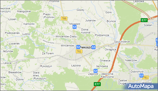 mapa Piekoszów, Piekoszów na mapie Targeo