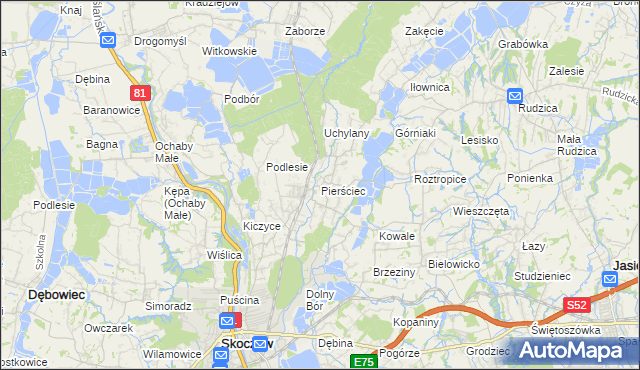 mapa Pierściec, Pierściec na mapie Targeo