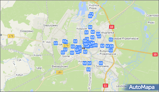 mapa Piły, Piła na mapie Targeo