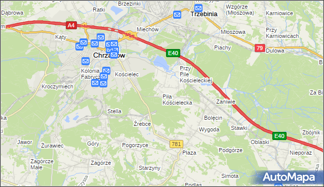 mapa Piła Kościelecka, Piła Kościelecka na mapie Targeo