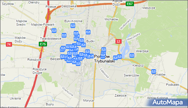 mapa Piotrków Trybunalski, Piotrków Trybunalski na mapie Targeo