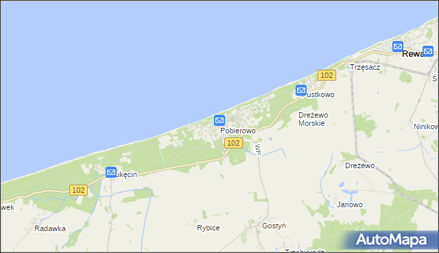 mapa Pobierowo, Pobierowo na mapie Targeo