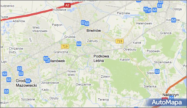 mapa Podkowa Leśna, Podkowa Leśna na mapie Targeo