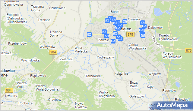 mapa Podleszany, Podleszany na mapie Targeo