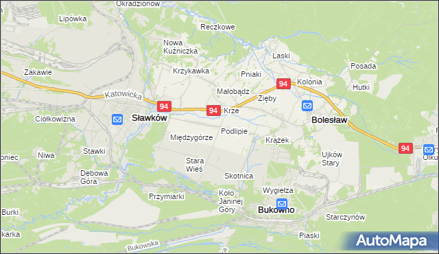 mapa Podlipie gmina Bolesław, Podlipie gmina Bolesław na mapie Targeo