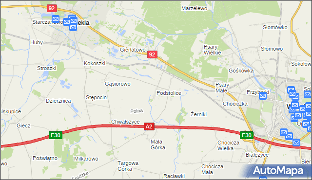 mapa Podstolice gmina Nekla, Podstolice gmina Nekla na mapie Targeo