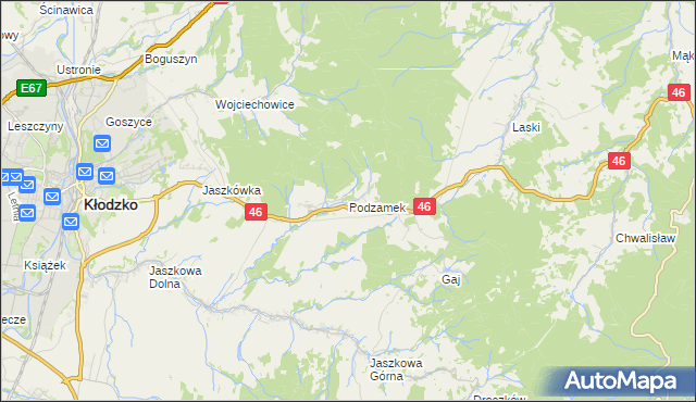 mapa Podzamek, Podzamek na mapie Targeo