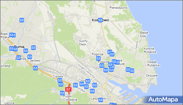 mapa Pogórze gmina Kosakowo, Pogórze gmina Kosakowo na mapie Targeo