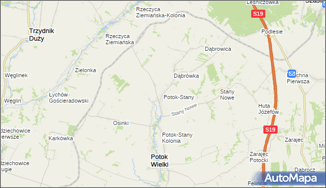 mapa Potok-Stany, Potok-Stany na mapie Targeo