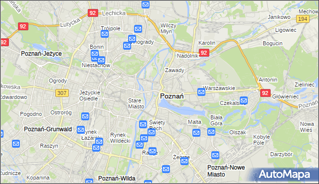 mapa Poznania, Poznań na mapie Targeo