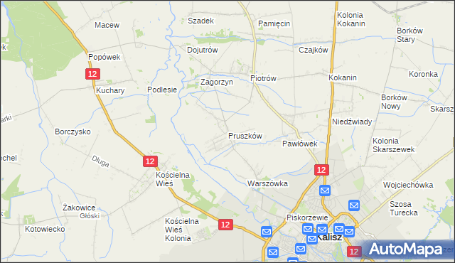 mapa Pruszków gmina Blizanów, Pruszków gmina Blizanów na mapie Targeo