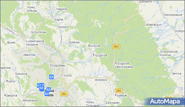 mapa Przygórze gmina Nowa Ruda, Przygórze gmina Nowa Ruda na mapie Targeo