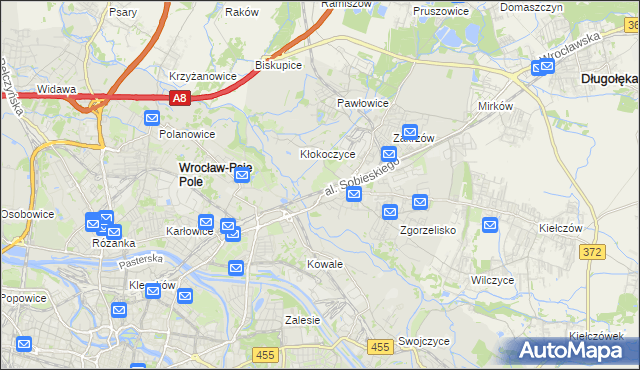 mapa Psie Pole gmina Wrocław, Psie Pole gmina Wrocław na mapie Targeo