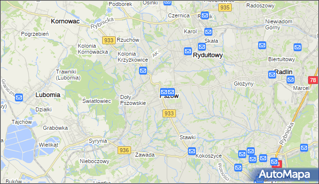 mapa Pszów, Pszów na mapie Targeo