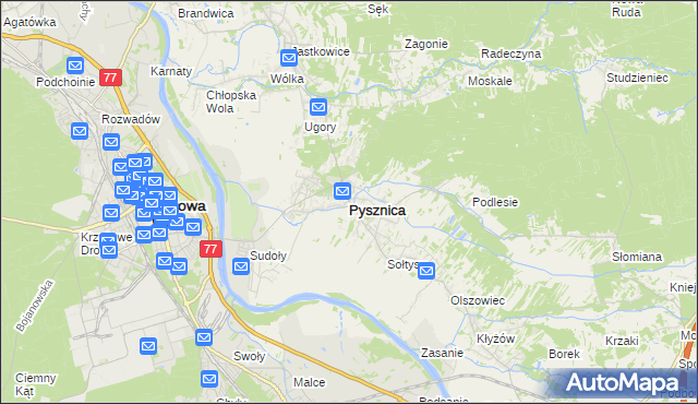 mapa Pysznica, Pysznica na mapie Targeo