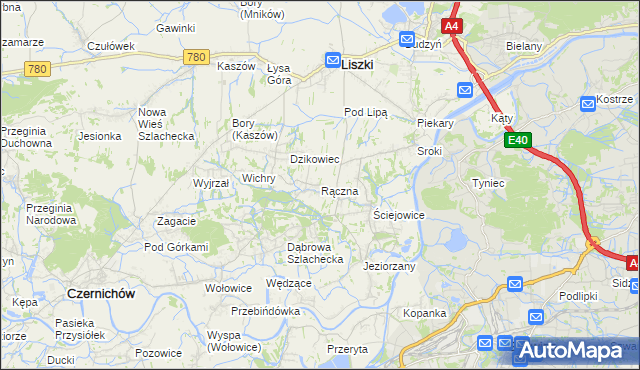 mapa Rączna, Rączna na mapie Targeo