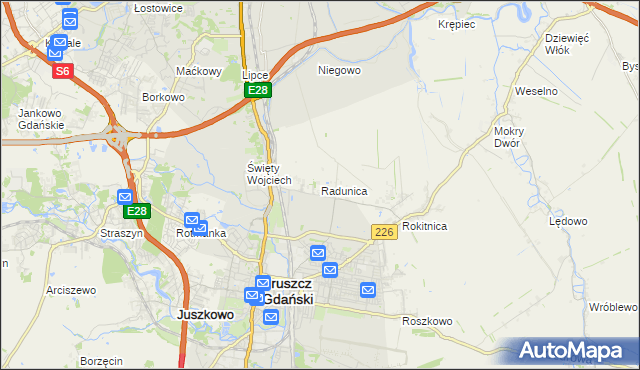 mapa Radunica, Radunica na mapie Targeo