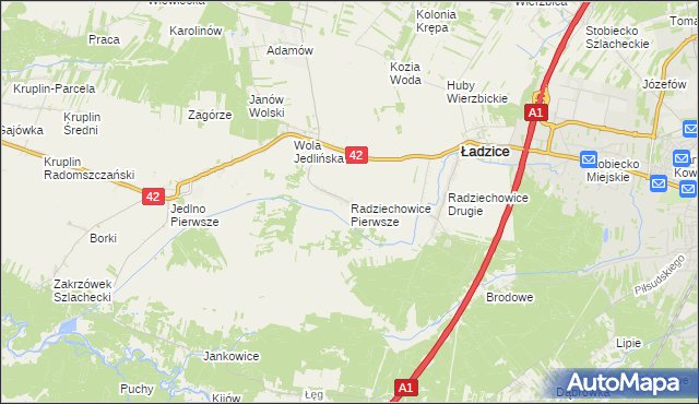 mapa Radziechowice Pierwsze, Radziechowice Pierwsze na mapie Targeo