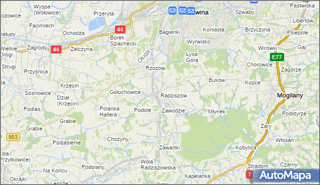 mapa Radziszów, Radziszów na mapie Targeo