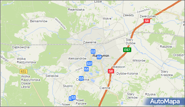 mapa Radzymin powiat wołomiński, Radzymin powiat wołomiński na mapie Targeo