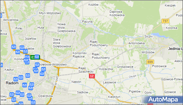 mapa Rajec Poduchowny, Rajec Poduchowny na mapie Targeo