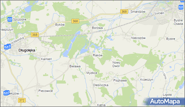 mapa Raków gmina Długołęka, Raków gmina Długołęka na mapie Targeo