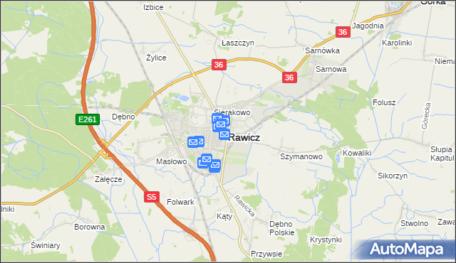 mapa Rawicz, Rawicz na mapie Targeo