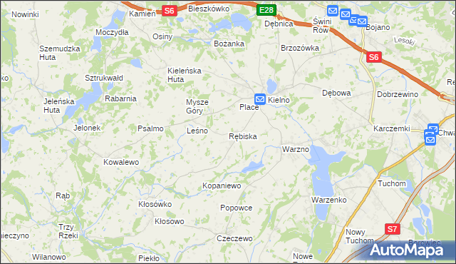 mapa Rębiska gmina Szemud, Rębiska gmina Szemud na mapie Targeo