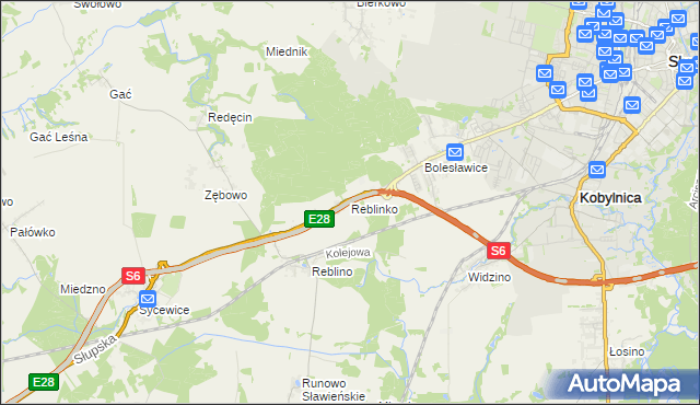 mapa Reblinko, Reblinko na mapie Targeo