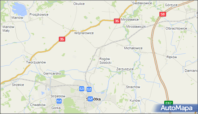 mapa Rogów Sobócki, Rogów Sobócki na mapie Targeo