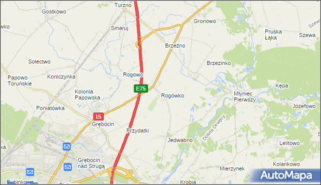 mapa Rogówko gmina Lubicz, Rogówko gmina Lubicz na mapie Targeo