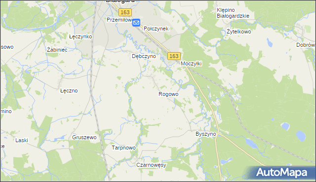 mapa Rogowo gmina Białogard, Rogowo gmina Białogard na mapie Targeo