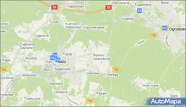 mapa Rokitno Szlacheckie, Rokitno Szlacheckie na mapie Targeo