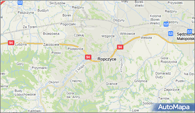 mapa Ropczyce, Ropczyce na mapie Targeo