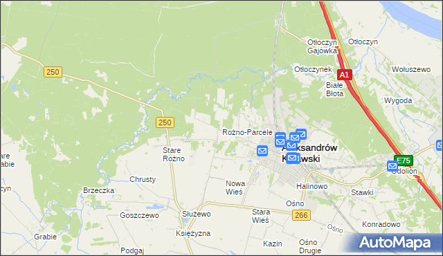 mapa Rożno-Parcele, Rożno-Parcele na mapie Targeo
